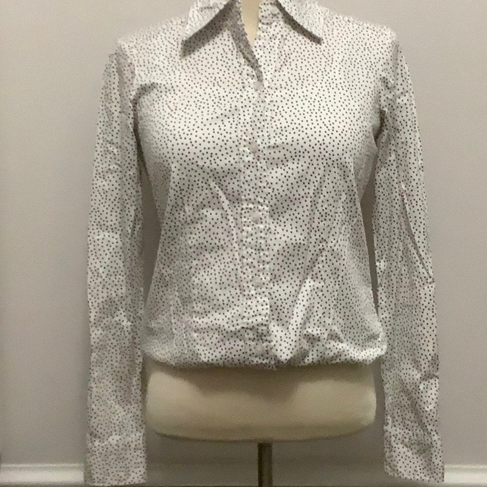 White and black print Button Down